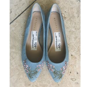 Denim Flower Flats